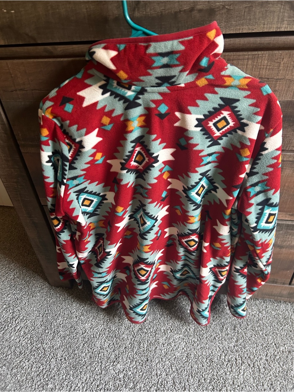 Wrangler Red Aztec Half-Zip Fleece Pullover - Picture 3 of 4